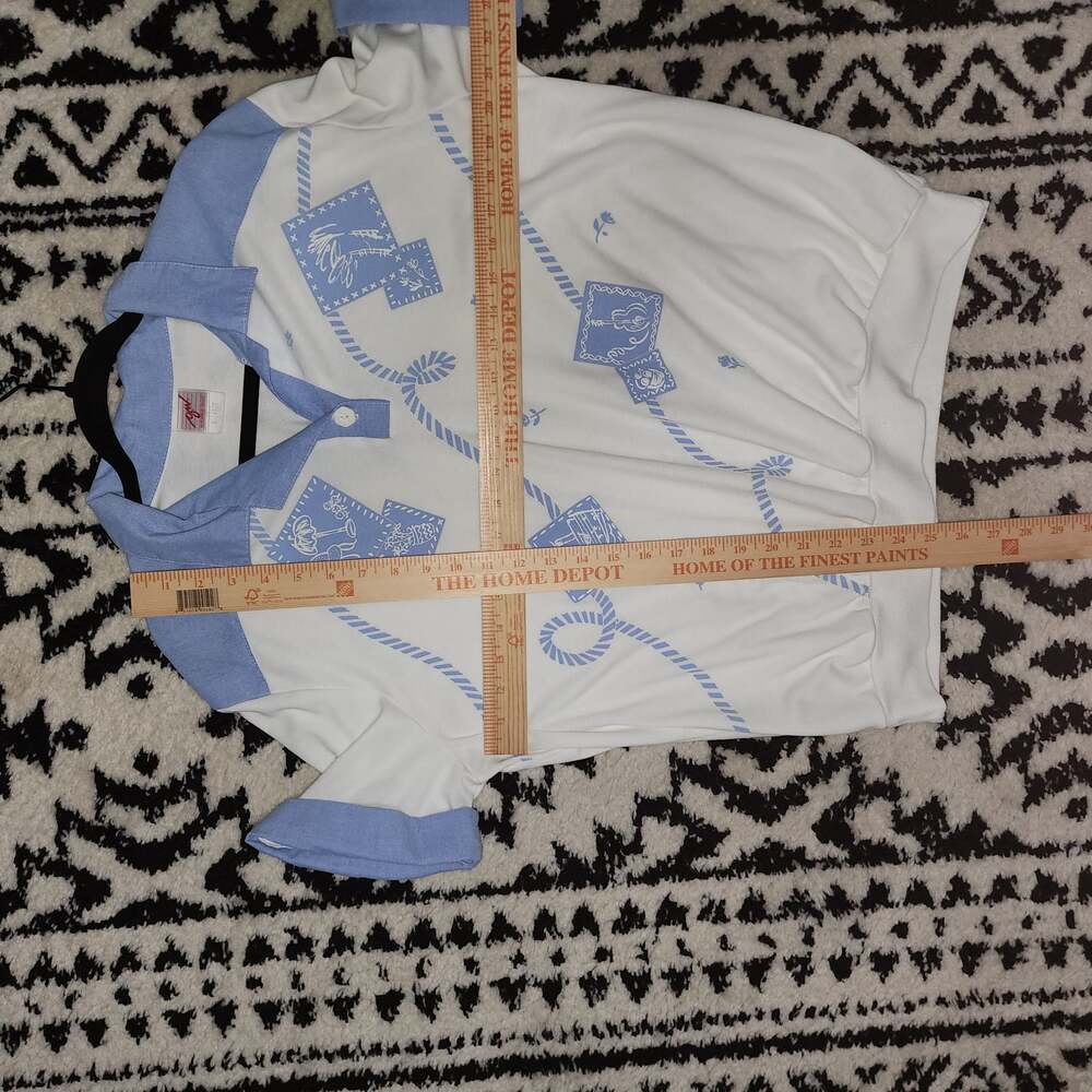 Vintage Graff 90s Made in USA Nautical Tropical Print Pullover Polo Shirt XL - Picture 6 of 6